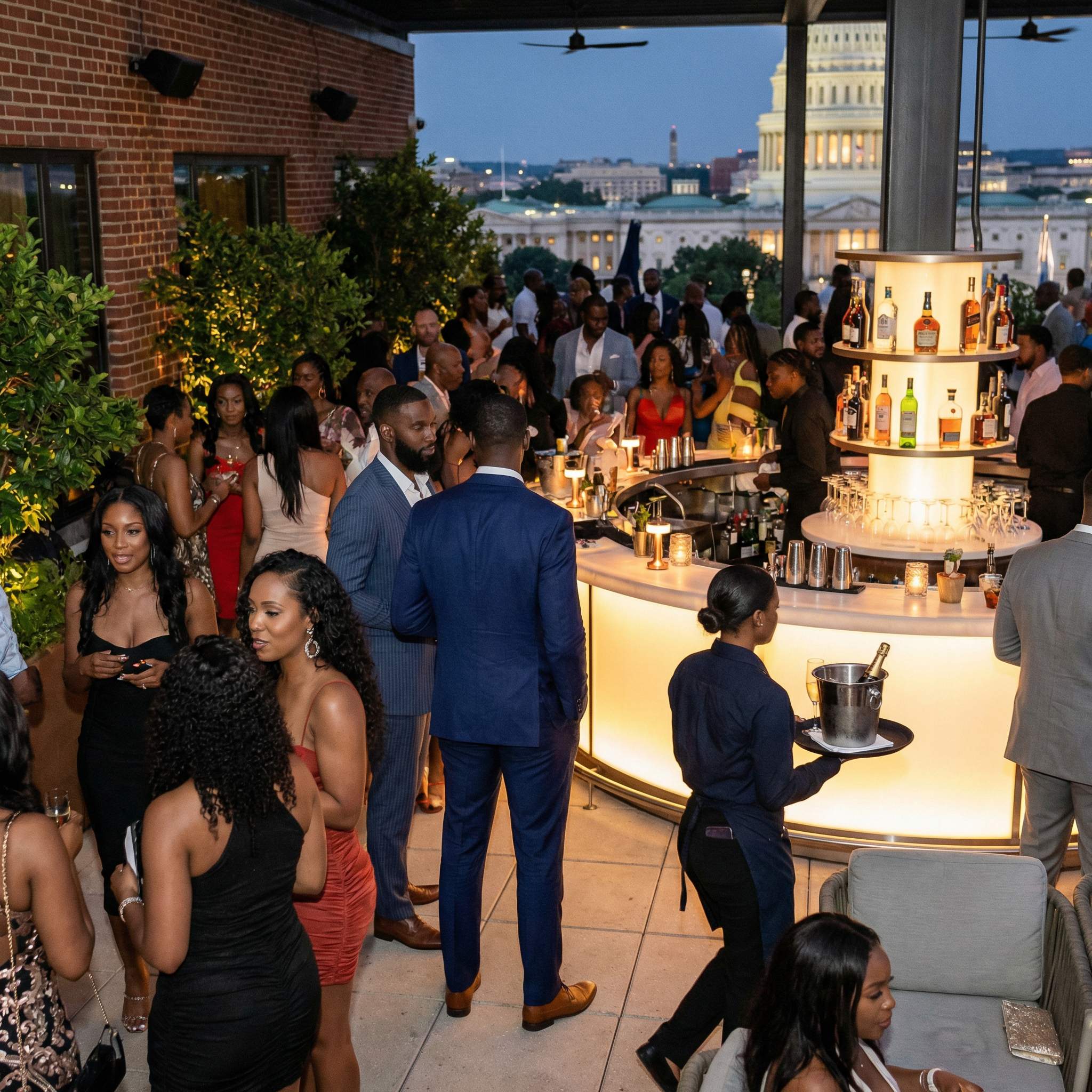 DC rooftop bar with Capitol building view